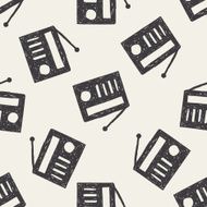 radio doodle drawing seamless pattern background