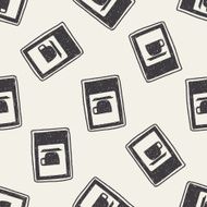 restaurant sign doodle seamless pattern background
