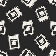 restaurant sign doodle seamless pattern background N3