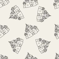 russia castle doodle seamless pattern background