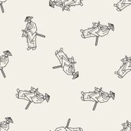 samurai doodle seamless pattern background N3