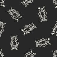 samurai doodle seamless pattern background N5