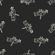 samurai doodle seamless pattern background N6