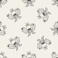samurai helmet doodle seamless pattern background
