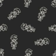 scotland man doodle seamless pattern background N2