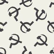 sickle hammer doodle seamless pattern background