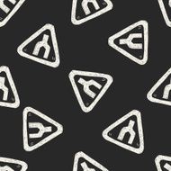 Traffic merges doodle seamless pattern background N8