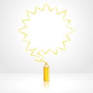 Yellow Pencil Drawing Pointed Starburst Speech Balloon