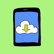 Doodle style tablet with cloud