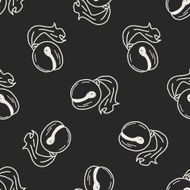 wooden fish doodle seamless pattern background N2