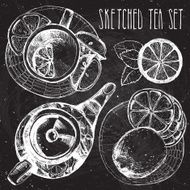Hand drawn sketch vector tea set N6