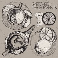 Hand drawn sketch vector tea set N7