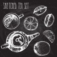 Hand drawn sketch vector tea set N13