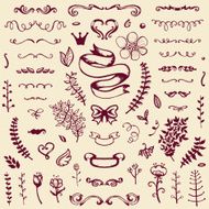 Hand-drawn set of vintage elements N2