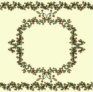 Vintage doodle Christmas background with berries