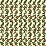 Seamless pattern with evergreen branches and red berries
