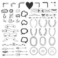Hand drawn vintage romantic elements Hand-sketched elements - f