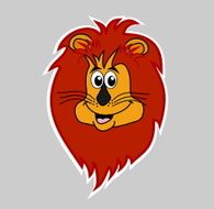 sticker lion smiling on grey background head