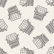 basket doodle seamless pattern background