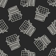 basket doodle seamless pattern background N2