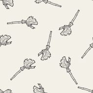 broom doodle seamless pattern background