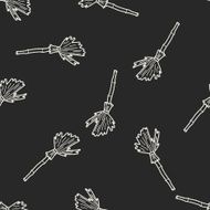 broom doodle seamless pattern background N3