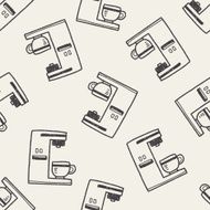 coffee maker doodle seamless pattern background