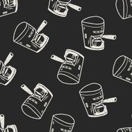 coffee maker doodle seamless pattern background N5