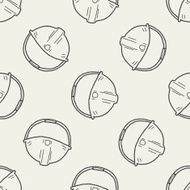 construction hat doodle seamless pattern background N3