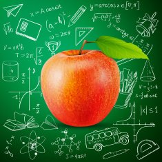apple and hand draw school icon