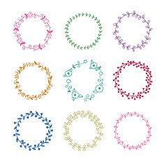 Vector set of hand drawn floral wreaths design elements N2