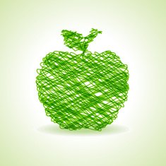 Sketched green apple design stock vector