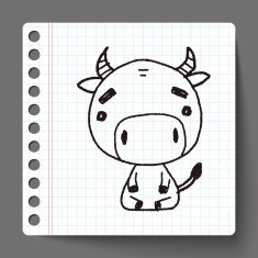 Chinese Zodiac cow doodle drawing N2