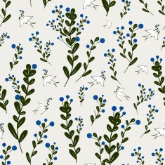 adorable floral seamless pattern with birds element