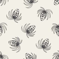 African mask doodle seamless pattern background