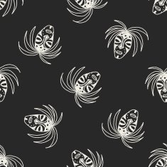 African mask doodle seamless pattern background N2
