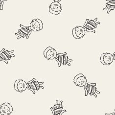 African people doodle seamless pattern background