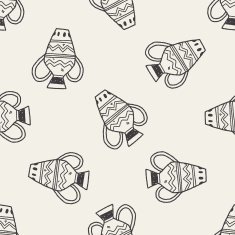 African Vase doodle seamless pattern background
