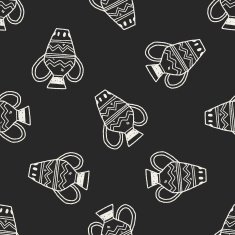 African Vase doodle seamless pattern background N2