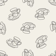 afternoon tea doodle seamless pattern background