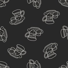 afternoon tea doodle seamless pattern background N2