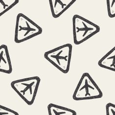 airport doodle seamless pattern background