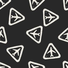 airport doodle seamless pattern background N2
