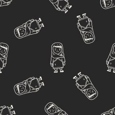 arab woman doodle seamless pattern background N2