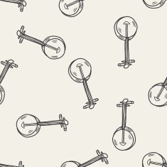 banjo doodle seamless pattern background N5