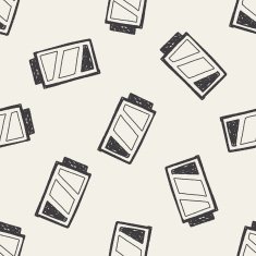 battery doodle drawing seamless pattern background