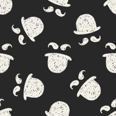 beard hat doodle seamless pattern background N2