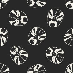 Beijing opera doodle seamless pattern background N2