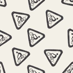 bicycle sign doodle seamless pattern background