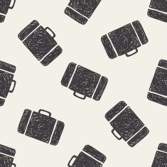 Briefcase doodle seamless pattern background